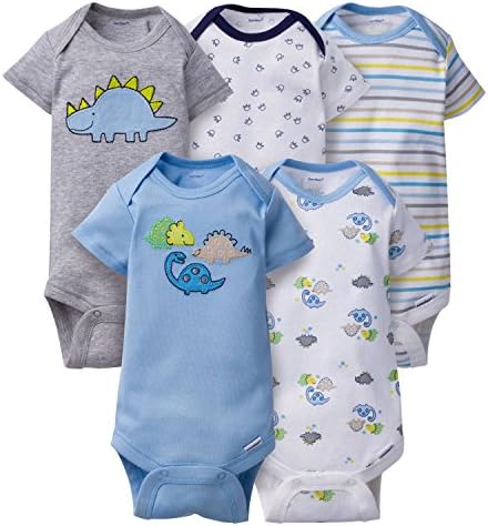 Gerber Clothing Baby Boys 5 Pack Variety Onesies Undershirt Bodysuits, Dinosaurs, 12 Months