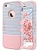 ULAK iPhone SE Case, iPhone 5 5S Case, Heavy Duty Protection Case with Hybrid High Soft Silicone + Hard PC Case Slim Fit for Apple iPhone 5/5S/SE (Minimal Rose Gold Stripes)