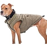 Spark Paws Dog Winter Jacket, Water-Resistant Coat, Warm Reflective Windproof Fleece-Interior, for Medium and Large Dogs - Olive - 3XL