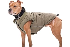 Spark Paws Dog Winter Jacket, Water-Resistant Coat, Warm Reflective Windproof Fleece-Interior, for Medium and Large Dogs - Olive - 3XL