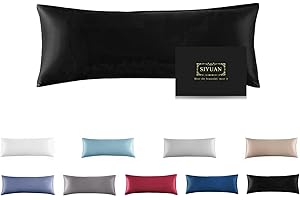 SIYUAN Mulberry Silk Pillowcase for Hair and Skin,Cooling Silk Pillow Case with Hidden Zipper,Allergen Proof Dual Sides Soft Breathable Smooth Silk Pillow Cover for Women (Black, Body)