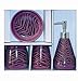 4 Piece Bathroom Ceramic Accessory Set: Lotion/Liquid Soap Dispenser, Tumbler, Toothbrush Holder, Soap Dish: PURPLE ZEBRA