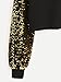 ROMWE Women's Sweater Shimmer Glam Sequin Embellished Sparkle Sleeve Sweatshirt Top Black