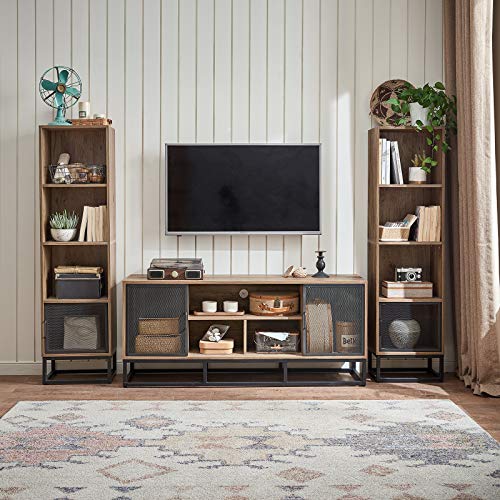 Linsy Home TV Wood and Modern Metal TV Stand with Storage