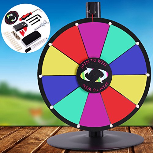 15" Table Top Spinning Prize Wheel 10 Slot Dry Erase Fortune Spin Game