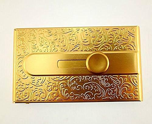 Emboss Aluminum Slide Name Business ID Credit Card Case Holder Pocket (Yellow)