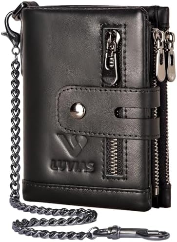 Amazon.com: furid Genuine Leather Chain Wallet: RFID Blocking
