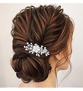 Jeairts Flower Bridal Hair Pins Glitter Rhinestone Wedding Hair Pieces Leaf Bridal Headpiece Hair...