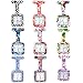 Top Plaza 9 PCs Silicone Nurse Fob Pocket Watches Set - Floral Square Jelly Clip on Brooch