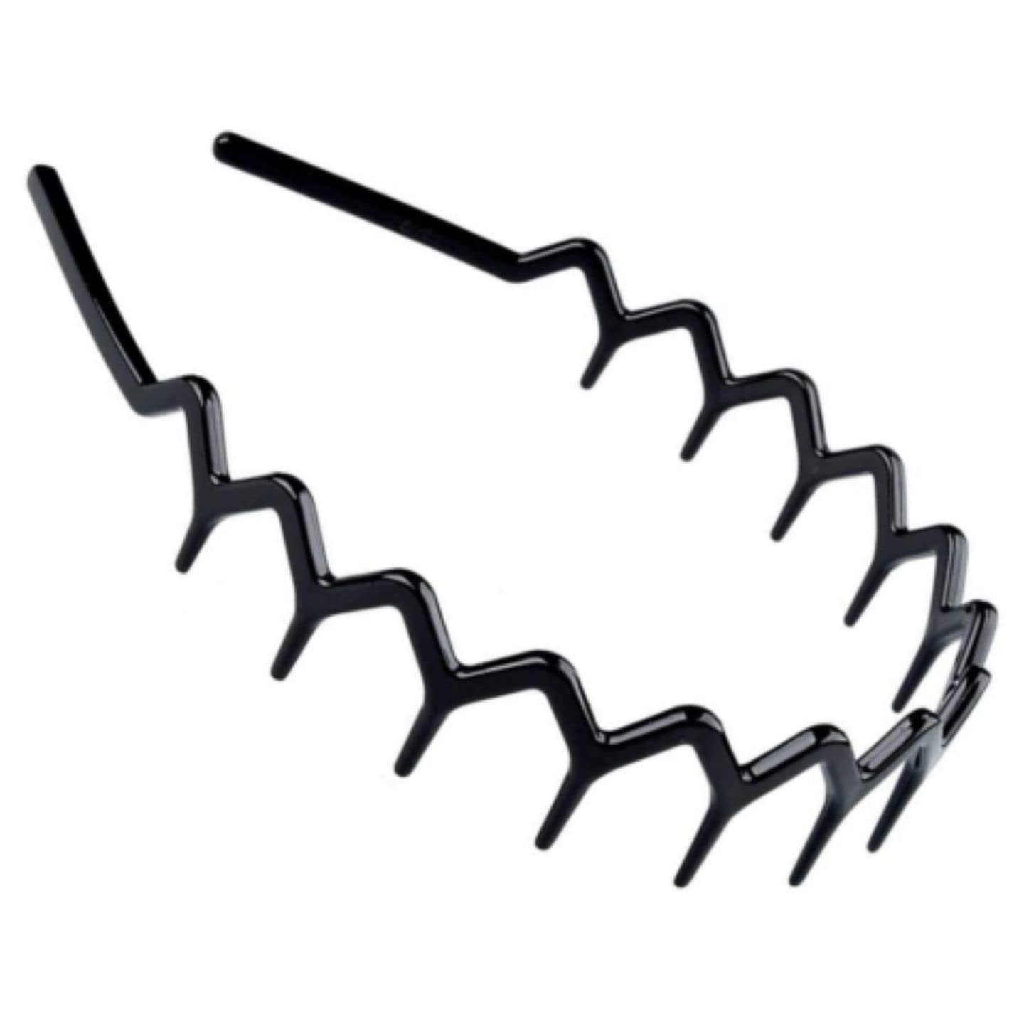 Topkids Accessories Zig Zag Shark Tooth Head Band Teeth Hair Band Alice Band Comb Headband Zigzag Hairband Wavy Grip Wave Gripper Saw Toothed Aliceband (Black 3cm Teeth)