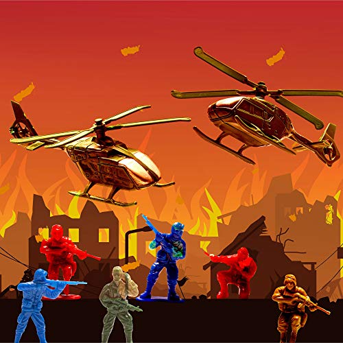 JaxoJoy 200-Piece Army Men Military Set - Cool Mini Action Figure Play Set w/ Soldiers, Vehicles, Aircraft & Boats - Pretend WWII Army Base & Military Toy Figurines for Boys - Thumbnail 5