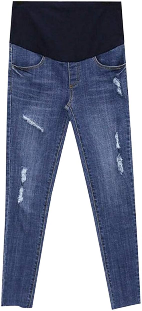 Amazon Co Jp Janjunsi 妊婦破れたジーンズマタニティデニムパンツ弾性腹オーバーバンプ看護妊娠妊娠鉛筆パンツ 服 ファッション小物