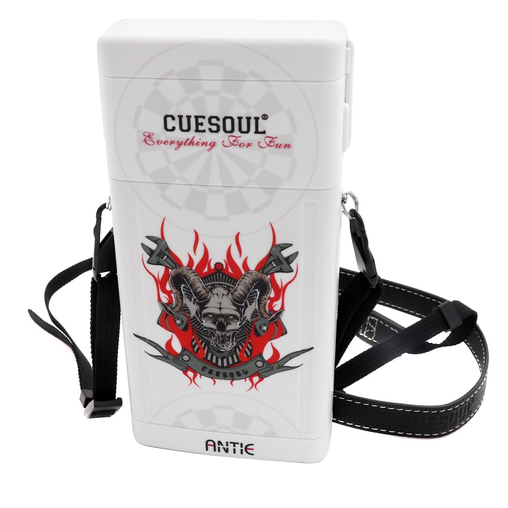 CUESOUL ANTIE White Dart Case Hard,Holds 6 Steel Tip Darts/Soft Tip Darts & Extra Dart Tips,Shafts & Flights,Durable Use