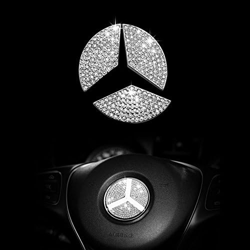 Angelguoguo Steering Wheel Center Logo Emblem Sticker for Mercedes Benz A B C E GLK GLA CLA GLC Class (Diameter: 49MM, Silver)