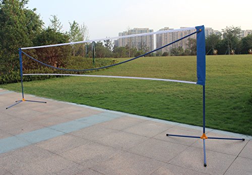 KLB Sport Large Portable Badminton Volleyball Tennis Net Set with Stand/Frame (17 ft)