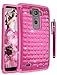 LG G Flex 2 Case, Style4U G Flex 2 Studded Rhinestone Crystal Bling Hybrid Armor Case Cover for LG G Flex 2 (2015 Release) with 1 Stylus [Hot Pink / Hot Pink]