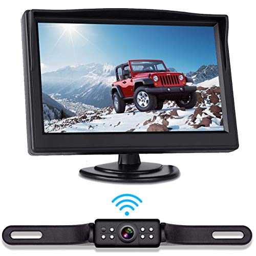 VISKOO,Upgrade Digital Wireless Backup Camera and Monitor Kit for Trucks/Car/RV Stable Faster Digital Signal Night Vision Rear View Camera with 5 inch Monitor for Park