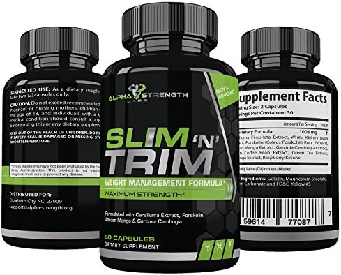 Alpha Strength Labs Weight Loss Pills That Work for Women and Men - Natural Appetite Suppressant & Carb Blocker for Fat Burning with Garcinia Cambogia, Forskolin, Mango & Caralluma - 60 Caplets