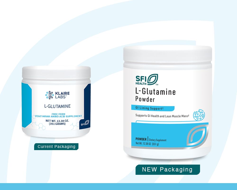 Klaire Labs SFI Health L Glutamine Powder - 5000mg Free-Form & Hypoallergenic Amino Acid - Supports Muscle Recovery, Immune Support and GI Health - Non Dairy & Gluten Free (351 G / 60 Servings)