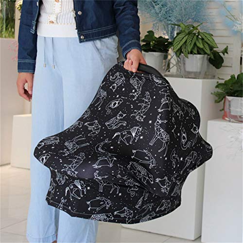 Nursing Cover Carseat Canopy, Rquite Car Seat Covers for Babies Mom Breastfeeding Scarf Infant Multi Use Cover Ups for Baby Stroller & Shopping Cart & Feeding High Chair -Large Size for Girl Boy