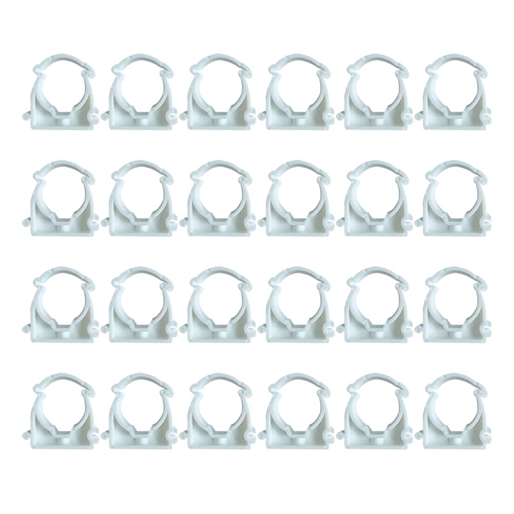 HLIWS 24PCS Inner Diameter 25mm,Plastic Water Pipe Fixed Clips,Tubing Clips,Universal Single Pipe Clip,Snap Single Hinged Pipe Clamp(White) — image 1