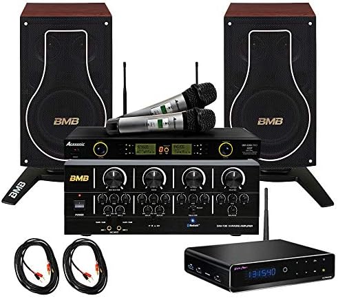 Gia Hân SmartKaraoke Vietnamese Player Bundle with BMB Home Package with DAH-100 Bluetooth Amplifier, CSH-200 Speakers, Acesonic UHF-5200P Wireless Microphone System