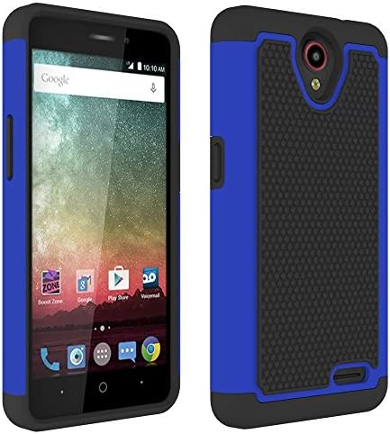 ZTE Prestige N9132 Case,ZTE Avid Plus Z828 Case,ZTE Maven 2 Z831 Case, ZTE Sonata 3 Z832 Case,ZTE Avid Trio Z833 Case,L00KLY [Drop Protection] [Shock Absorption] Hybrid Dual Layer Armor (Dark Blue)