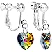Body Candy Handcrafted Light Vitrail Heart Clip Earrings Created with Crystal