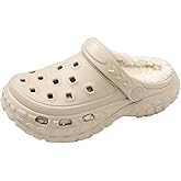 Kids Fur Lined Clogs Winter Warm Plush House Slippers Home Slippers Slip On Garden Shoes Indoor Outdoor Mules for Boys Girls