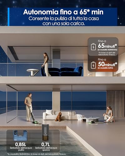 Tineco Floor One S9 Master Cordless Vacuum Cleaner, ThermoBlast Technology, Floor Wash with Hot Water, StreakFree Squeegee 10 cm, Ultra-Thin 10 cm, FlashDry 85°C, 23 KPa, Flat Rat 180