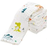 PENG'S M Muslin Baby Burp Cloths 6-Pack Organic Cotton Washcloths 20 by 10 Inches Cloths 6 Layers Super Soft Funny Forest