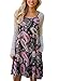 HOTAPEI Women's Floral Print Casual Long Sleeve A-line Loose T-shirt Dresses Knee Length Paisley Large