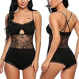 Avidlove Sexy Lingerie for Women Cotton Teddy One Piece Lace Babydoll Bodysuit