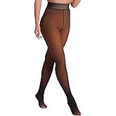 MERYLURE Fake Translucent Fleece Lined Tights for Women Winter Warm Thick Thermal Velvet Pantyhose
