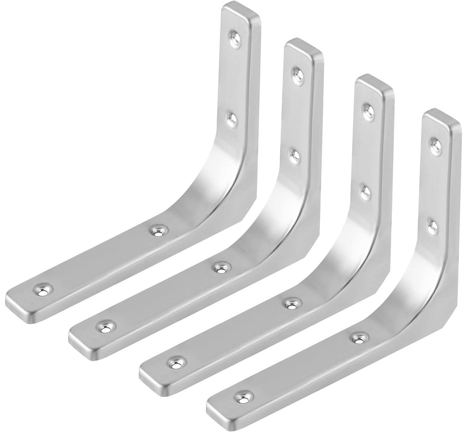 ZiYuya 4PCS Shelf Bracket, Right Angle Corner Brackets Heavy Duty Shelf Support L Bracket for Shelf, Wall Corner Hanging Brace Angle Shelving Shelf Brackets (Silver, 6 Inch)
