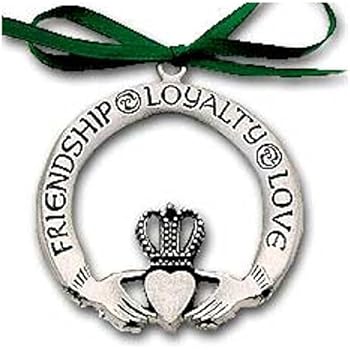Pewter CLADDAGH ORNAMENT Irish - LOVE Friendship & Loyalty - CHRISTMAS Gift Inspirational Message