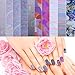 Teemico 4 Box of 40 Rolls Glitter Nail Art Stickers Nail Transfer Foil Wraps-Shell Pattern Starry Sky/Butterfly/Heart/Flower Lace Pattern Decals For Nails Art (Pattern B)