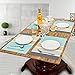 HEBE Placemats Set of 4 for Dining Table Washable Woven Vinyl Placemat Non-Slip Heat Resistant Kitchen Table Mats Wipe Clean Christmas Holiday Placemats,Blue