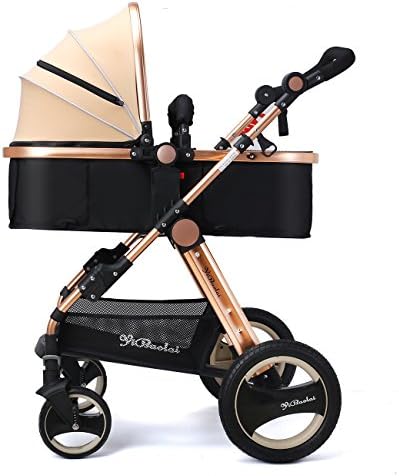 New Kids cart Baby carriage Comfortable sleeping basket Four seasons apply Explosion-proof tire Four wheel cart Lightweight stroller Collapsible child cart Baby can sit and lie High landscape Baby str
