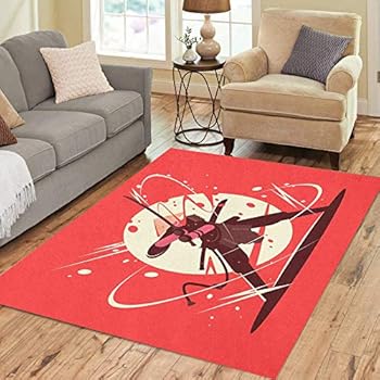 Semtomn Area Rug 3' X 5' Ninja Japanese Battle Samurai Katana National Martial Arts Sword Home Decor Collection Floor Rugs Carpet for Living Room Bedroom Dining Room