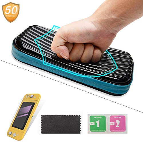 Carrying Case for Nintendo Switch Lite,Anti Blue Light Screen Protector+Soft Lining+Hard Travel Game Cover 2019 with 10 Card Slots for Switch Lite Games & Accessories (Black)