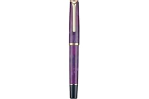 HONG DIAN Hongdian N12 Piston Fountain Pen Fine Soft Nib, Marble Purple Acrylic & Classic Streamlined Design with Metal Case Set
