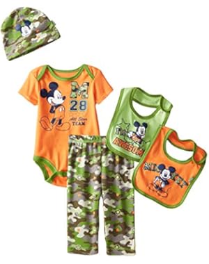 Baby Boys' Mickey Mouse 5 Piece Set, All Star Team, Orange, 0-6 Months