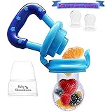 Baby Shnookums Food Feeder | Fresh Fruit Feeder | Baby Pacifier Teether | 2 Replacement Nipples Included (Blue)
