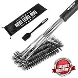 Barbecue Grill Brush - by Next Level BBQ - Ultimate 3 in 1 Stainless Steel Design - Perfect Tools & Accessories for Weber, Gas, Char - Broil and Porcelain Grills