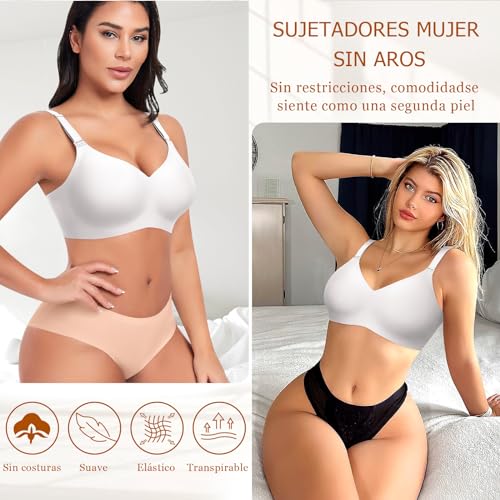 Ganado Padded Wirefree Bra Women Push Up Bras Seamless Bralette Comfort V Neck