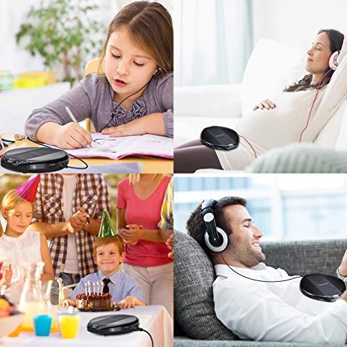Portable CD Player for Car HiFi Lossless Small CD Player with Headphone CD Discman Compact Disc Personal Walkman Player Shockproof Anti-Skip