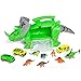 Best Choice Products Kids Triceratops Toy Car Carrier Holder w/ Carrying Handle, Wheels, 4 Vehicles, 4 Dinosaurs - Green