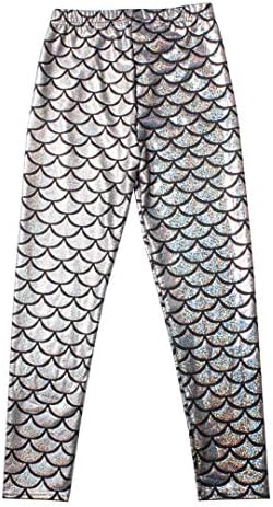 Tynora Children Girls Shiny Mermaid Scale Print Leggings Tights Pants Costume