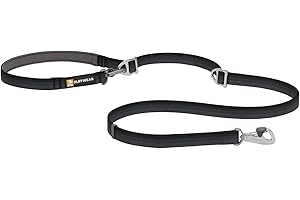 Ruffwear, Switchbak Hands‑Free Dog Leash, Adjustable 2.5–7 ft, Double‑Ended Lead with Lockable Crux Clips and Sliding V‑Rings, Waist‑Worn, Over‑Shoulder or Handheld, Basalt Gray